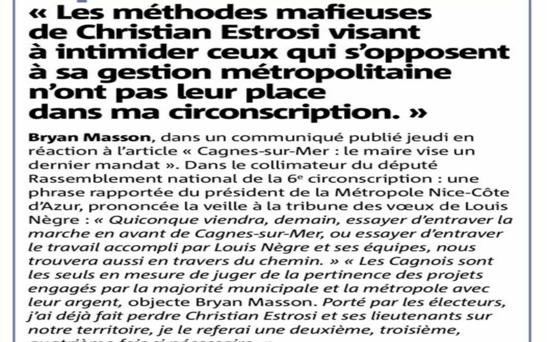 Nice-Matin : Je réponds aux « méthodes mafieuses » de Christian Estrosi !